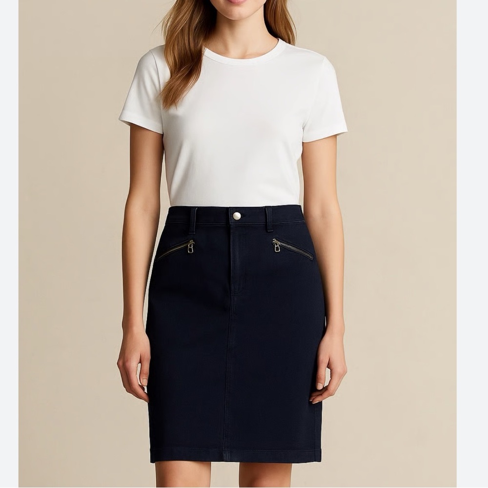 LAUREN RALPH LAUREN pencil Skirt pockets zipper fly blue size 4